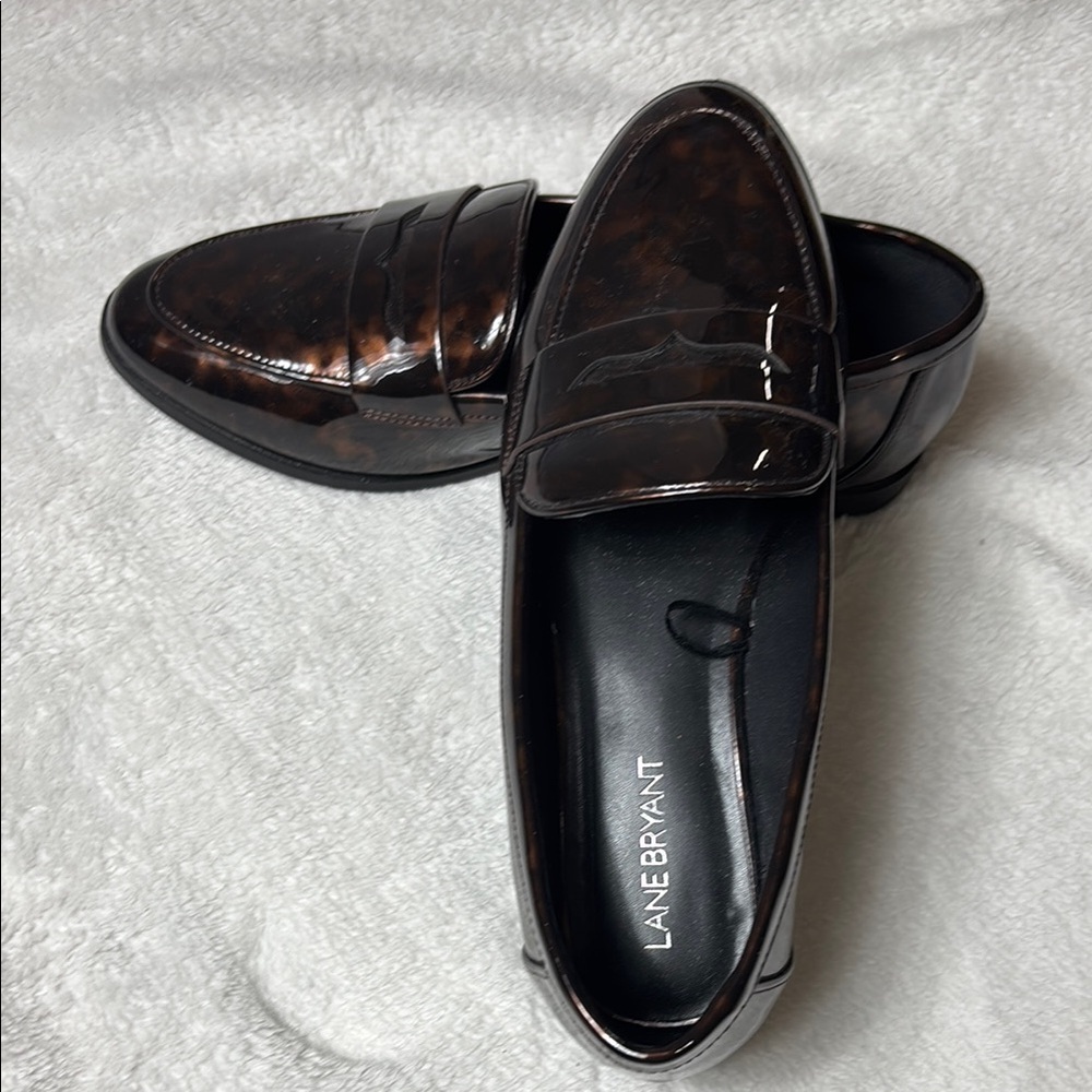 Lane Bryant Brown Flats and Loafers with Glossy Finish